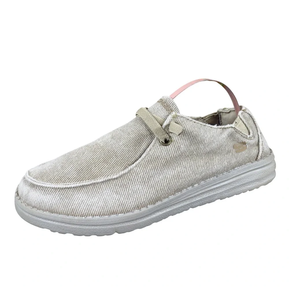 Skechers Melson-Raymon Kids‎ Textile Slip-On Casual Shoes Size 3 Beige Comfort